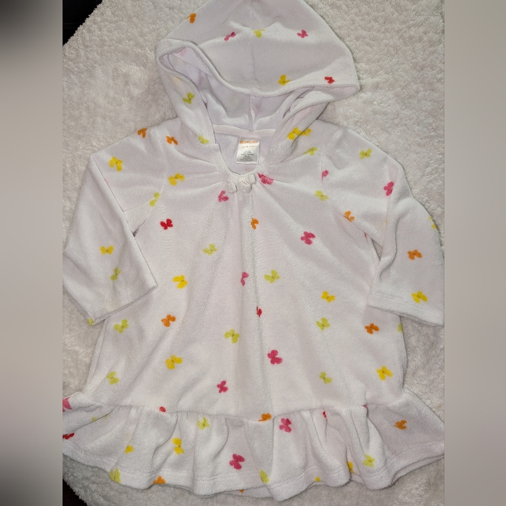 🦋 Gymboree Outlet Social Butterfly White Terry Cloth Swim Coverup 18-24 Months